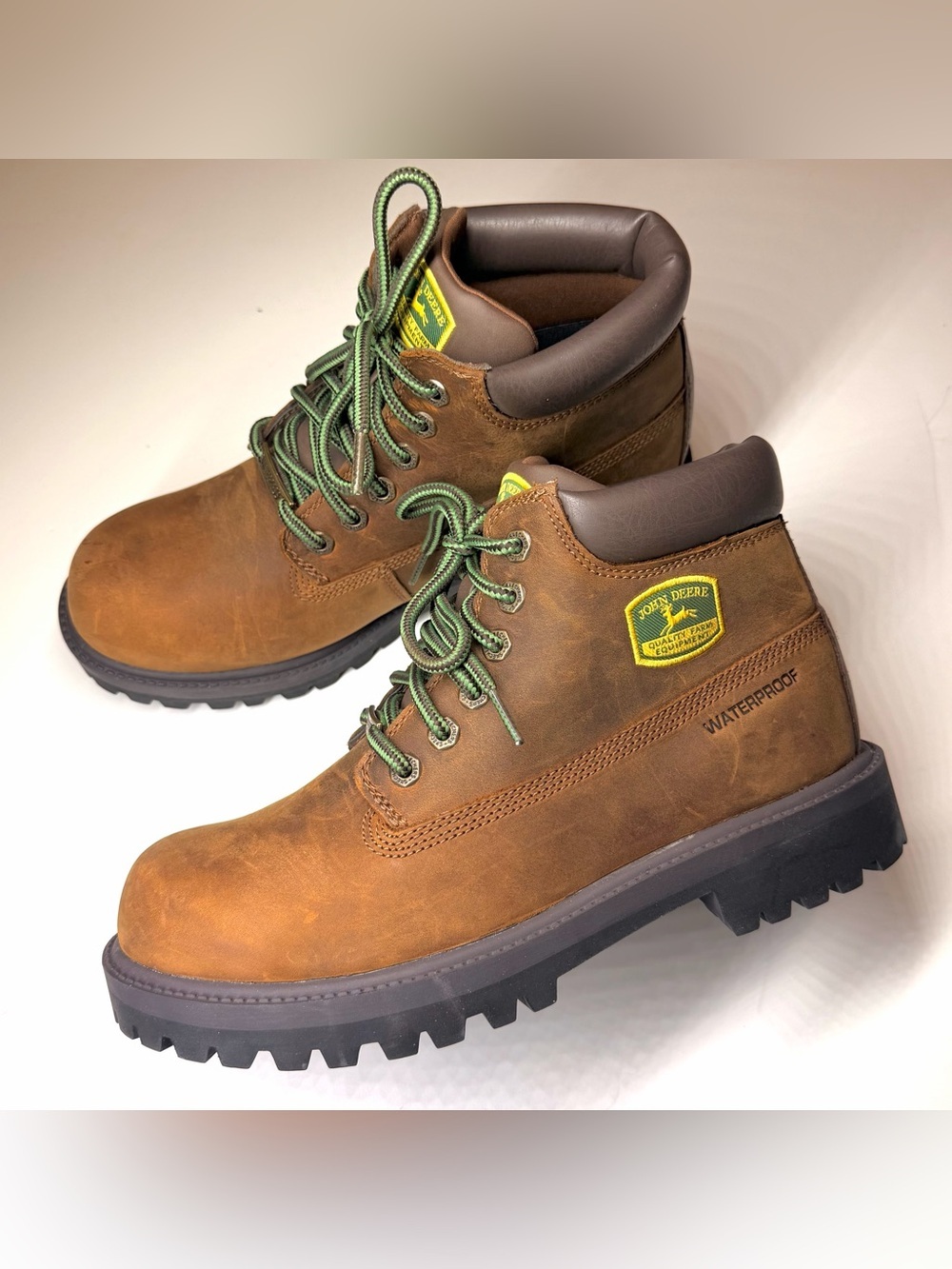 John Deere Men's Sergeants - Dozer Brown Leather Work Boots Size- 8.5